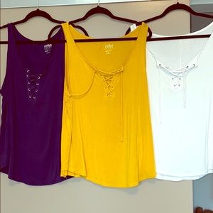 NY&Co L Soho Lace Up Tanks Navy Yellow or White